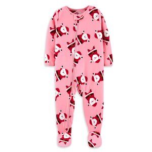 5/$20 NEW 4T Girls Fleece Christmas Santa Footie Pajamas